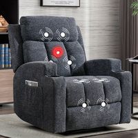 Bestier - 33.5&quot; Gray Fabric Manual Massage Recliner Chair with Remote Control and 2 Dual Cup Hold...