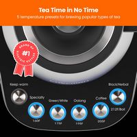 Chefman - Electric 0.8L Gooseneck Kettle with 5 Preset Temperatures, Keep Warm Function - Black - Accessories