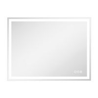 LOVMOR - 42 x 30 Inches Tempered Glass LED Bathroom Mirror with Anti-Fog &amp; 3-Color Dimmable Light...