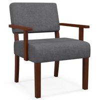 Costway Mid-Century Linen Accent Chair Living Room Chair with Soft Padded Seat &amp; Backrest - Gray