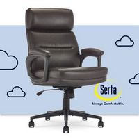 Serta - Comfort Mid-Back Modern Bonded Leather Executive Office Chair - Dark Brown