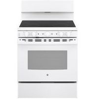 GE - 5 Cu. Ft. Freestanding  Electric Range with Self-Cleaning and Dual-Element Bake - White