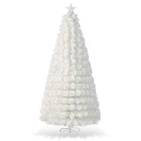 Costway - 7 FT Pre-Lit Christmas Tree Fiber Optic Snow-Flocked with 270 Lights & Branch Tips - White - Alternate Views