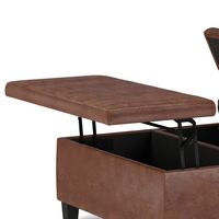 Simpli Home - Ellis Coffee Table Storage Ottoman - Distressed Saddle Brown - Alternate Views