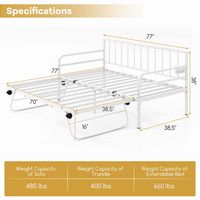 Costway Twin Size Daybed with Pop-up Trundle Charging Station & LED Lights for Living Room - White - Alternate Views