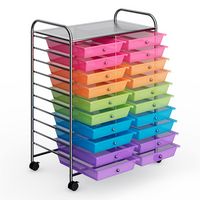 Costway - 20 Drawer Rolling Storage Cart Scrapbook Paper Office School Organizer - Multicolor - Alternate Views