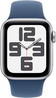 Apple Watch SE 2nd Generation (GPS+Cellular) 40mm Aluminum Case with Denim Sport Band - S/M - Sil... - Alternate Views