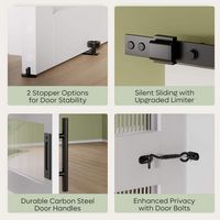 Bestier - 84-Inch Frosted Glass Sliding Barn Door with Hardware Kit - White - Alternate Views