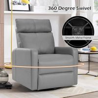 Bestier Vegan Leather Manual Swivel Recliner with Solid Footrest and Soft Padded Armrest - Grey - Alternate Views