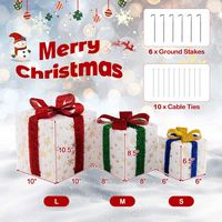 Costway - Set of 3 Christmas Lighted Gift Boxes Pre-lit Present Decoration with 48 Lights - White... - Alternate Views