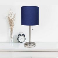 Limelights - Stick Lamp with USB charging port and Fabric Shade - Silver/Navy - Alternate Views