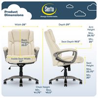 Serta - Garret Bonded Leather Executive Office Chair with Premium Cushioning - Ivory White - Alternate Views