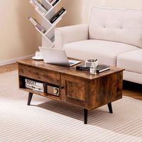 Costway Lift Top Coffee Table with Storage Hidden Compartment Cabinet & Open Shelf - Brown - Alternate Views