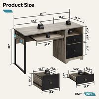 Bestier 55-Inch Gaming Desk with Keyboard Tray Modern Computer Desk with Storage File Drawer Flut... - Alternate Views