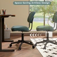 Costway 2PCS PU Leather Office Chair Adjustable Swivel Task Chair with Backrest - Green - Alternate Views