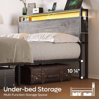 Bestier - Bed Frame Platform Bed with Storage Headboard LED Lights and Charging Station Queen - Grey - Alternate Views
