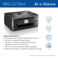 Brother - MFC-J1170DW Wireless Color All-in-One Refresh Subscription Eligible Inkjet Printer - Black - Alternate Views