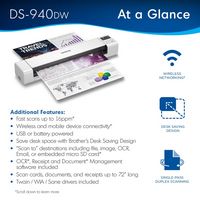 Brother - DS-940DW Compact Wireless Duplex Mobile Document Scanner - White - Alternate Views