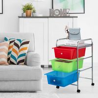 Costway - 3 Drawers Metal Rolling Storage Cart Scrapbook Supply & Paper Home Office - Multicolor - Alternate Views