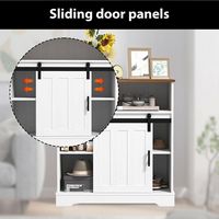 Bestier - 31.5in Bathroom Floor Cabinet, Farmhouse Storage Cabinet with Sliding Barn Door and Ope... - Alternate Views