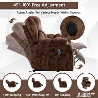 Bestier - Set of 2 40.6 in. W Oversize Power Lift Recliner Chair with Massage and Heating - Brown - Alternate Views