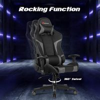 Costway - Racing Massage Gaming Chair with Lumbar Support - Gray/Black - Alternate Views