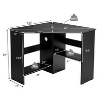 Costway - Triangle Corner Computer Desk with Storage Shelf - Black - Alternate Views