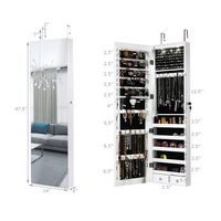 Costway - Mirrored Jewelry Cabinet Jewelry Organizer w/2 LED Lights - White - Alternate Views