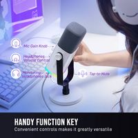 FIFINE USB/XLR Dynamic Microphone, RGB Mic for PC & Mobile, Streamer & Gamer -White AM8W - Alternate Views