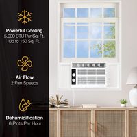 Whirlpool - 150 Sq. Ft 5,000 BTU 115V Window-Mounted Air Conditioner - White - Alternate Views