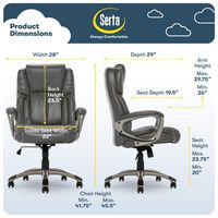 Serta - Garret Bonded Leather Executive Office Chair with Premium Cushioning - Gray - Alternate Views