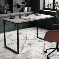 Martha Stewart - Noah Gray Wood Grain Parsons Desk - Gray Top/Oil Rubbed Bronze Frame - Alternate Views