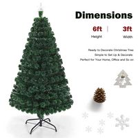 Costway - 6'Pre-Lit Christmas Tree Fiber Optic Multicolor LED Lights - Green - Alternate Views