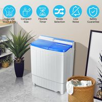 Costway - 13 lb. Portable Compact Mini Twin Tub Washing Machine with Drain Pump Spinner - Blue an... - Alternate Views