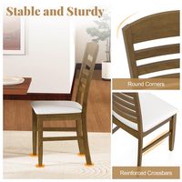 Costway Wood Dining Chairs Set of 4 Fabric Upholstered Side Chairs with Rubber Wood Frame - Brown - Alternate Views