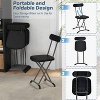 Costway 2-Pack Folding Chair with Metal Curved Feet Wide Seat & Ergonomic Backrest - Black - Alternate Views