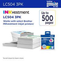 Brother - Genuine LC5043PK 3-Pack Standard Yield Cyan, Magenta, and Yellow Ink Cartridge - Cyan/M... - Alternate Views