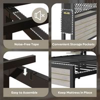Bestier Full Bed Frame Golden Stripe Headboard LED Nightstands Metal Platform with Charging Stati... - Alternate Views