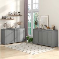 Costway Stackable Buffet Sideboard Set of 2 with Sliding Doors & Adjustable Shelf - Gray - Alternate Views