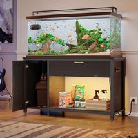 Bestier 55-75 Gallon Wooden Fish Tank Stand with Storage Cabinet Supports Up to 730 lbs - Black - Alternate Views