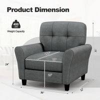 Costway - Modern Upholstered Accent Chair with Sturdy Legs - Grey - Alternate Views