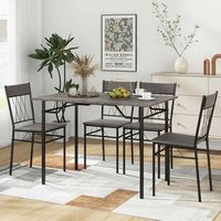 Costway 5PCS Dining Table Set for 4 Rectangular Kitchen Table & 4 Chairs with Metal Frame Cement ... - Alternate Views