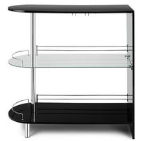 Costway Wine Rack Unit w/Tempered Glass Shelf & Glass Holders Glossy - Black - Alternate Views