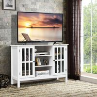 Costway - Wood TV Stand Entertainment Media Center Console for TV up to 50'' - White - Alternate Views