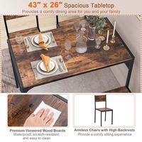 Costway Dining Table Set for 4 Rectangular Table with 2 Chairs, 1 Bench, Storage Racks - Rustic B... - Alternate Views