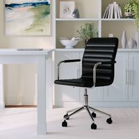 Martha Stewart - Taytum Faux Leather Office Chair - Black Faux Leather/Polished Nickel - Alternate Views