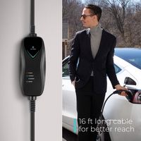 Lectron - Tesla Level 1 NEMA 5-15 Electric Vehicle (EV) Charger-up to 15A-16' - Black - Alternate Views