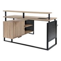 OSP Home Furnishings - ACE L Desk with Hutch Shelf - River Oak/Black - Alternate Views