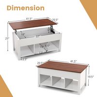 Costway Lift Top Coffee Table w/ Hidden Compartment and Storage Shelves Modern Furniture - White - Alternate Views