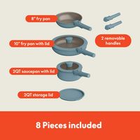 Bella - Fits-anywhere Kitchenware: 8-Piece Ceramic Nonstick Cookware Set with Removable Handles -... - Alternate Views